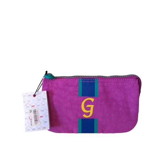 Kipling Pink Nylon Zipped Coin Pouch With Polka Dot Lining & Embossed Logo - Picture 3 of 4